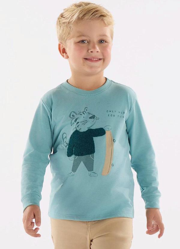 Vista 2 Camiseta Menino com Bordado Azul Up Baby Up Baby