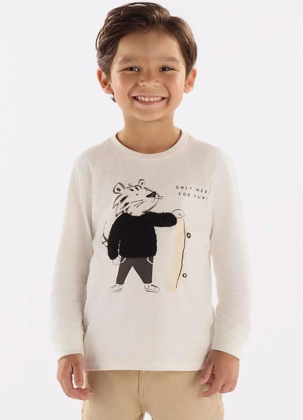 Vista 2 Camiseta Menino com Bordado Bege Up Baby Up Baby