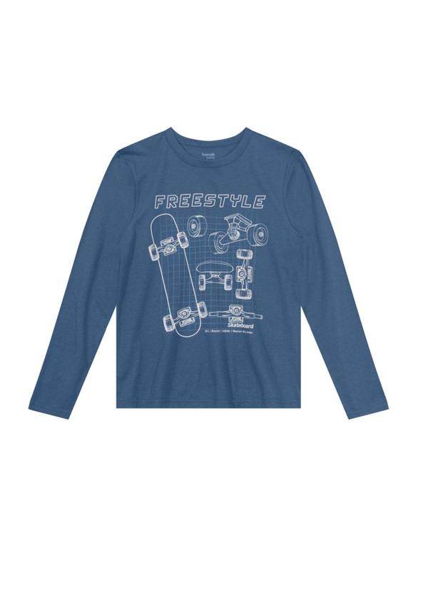 Camiseta Menino de Skate Azul