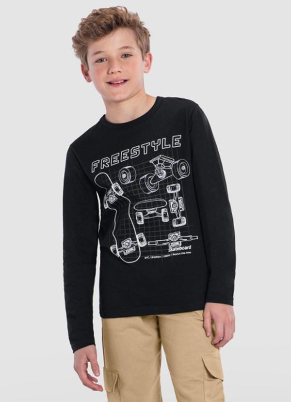 Camiseta Menino de Skate Preto