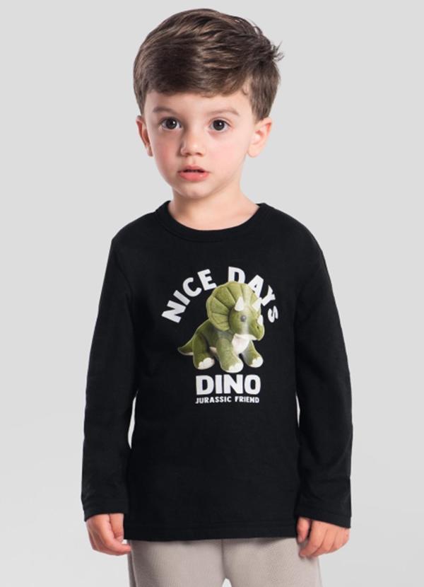 Camiseta Menino em Malha Preto