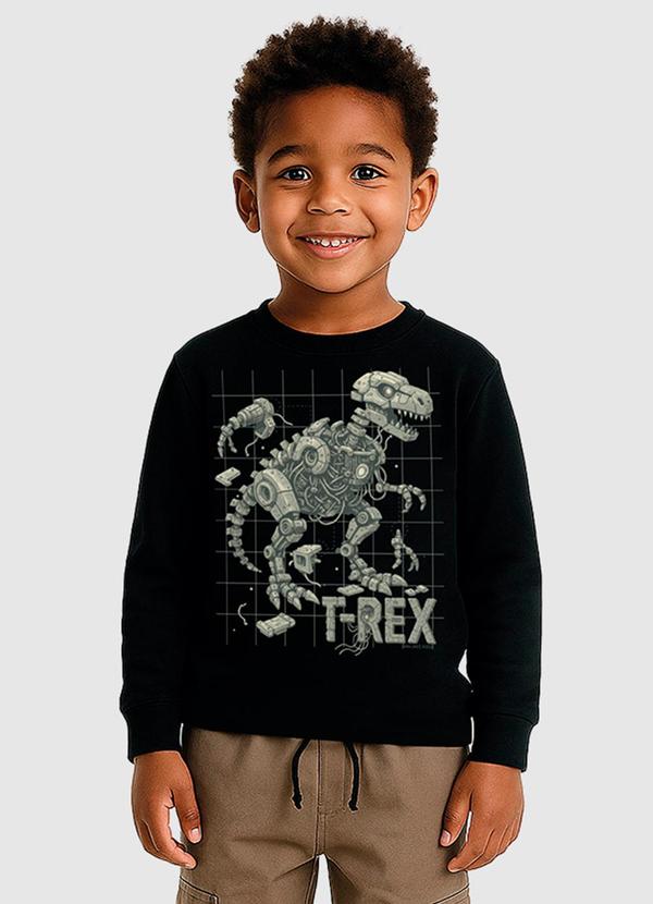 Camiseta T-Rex em Malha Preto