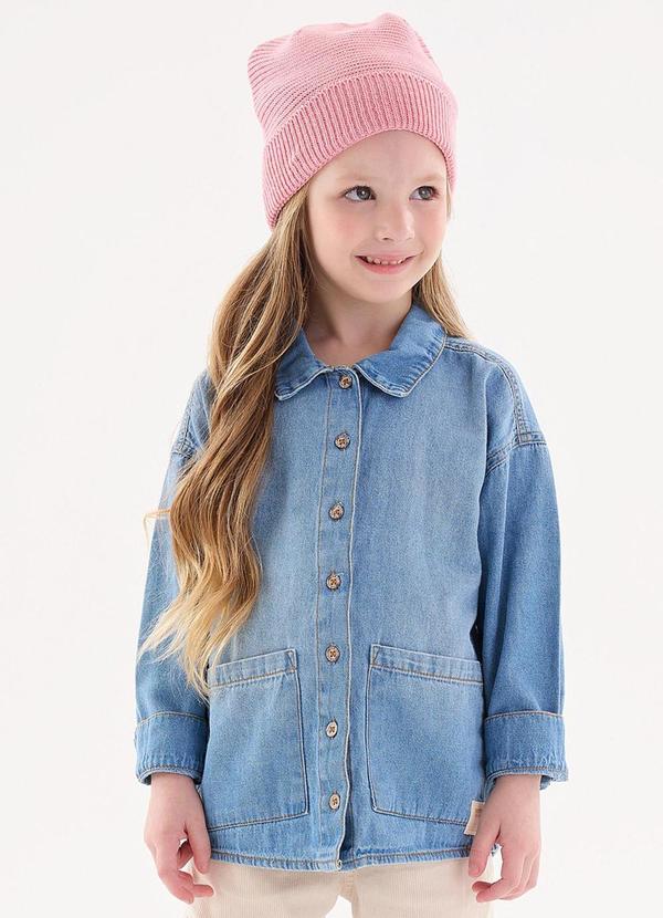 Camisete Jeans Infantil Menina Azul