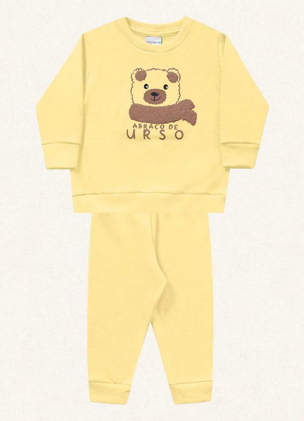 Vista 2 Conjunto Blusão e Calça Amarelo Fakini Kids Fakini Kids
