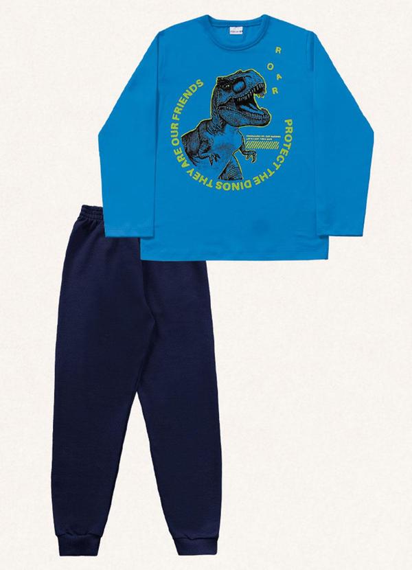 Vista 2 Conjunto Camiseta Manga Longa e Calça Azul Fakini Kids Fakini Kids