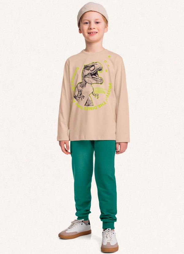 Vista 2 Conjunto Camiseta Manga Longa e Calça Bege Fakini Kids Fakini Kids