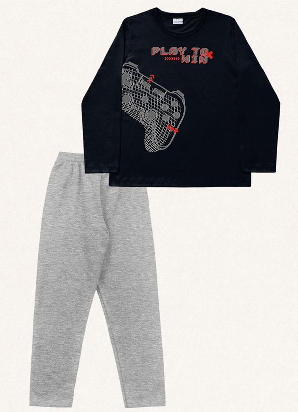 Vista 2 Conjunto Camiseta Manga Longa e Calça Preto Fakini Kids Fakini Kids