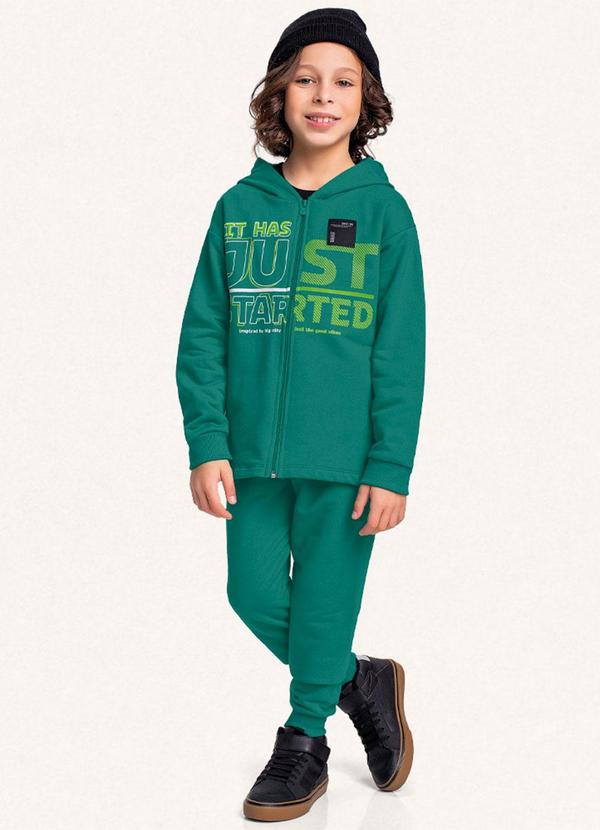 Vista 2 Conjunto Jaqueta C/Capuz e Calça Verde Fakini Kids Fakini Kids