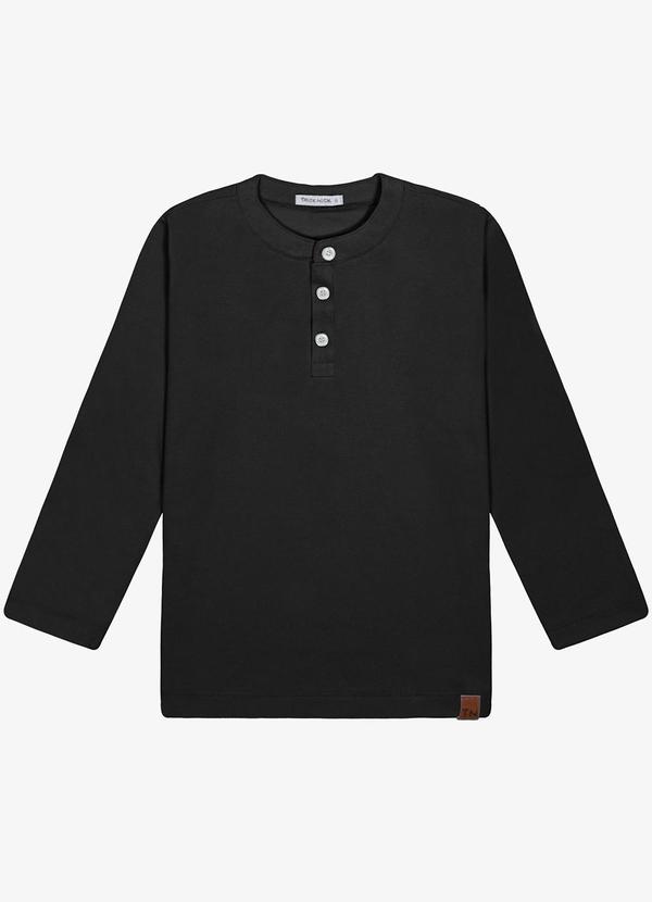 Polo Infantil Manga Longa Masculina Preto