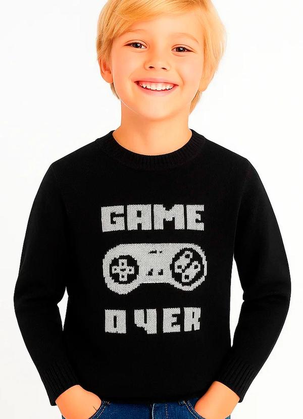 Vista 2 Suéter Game Over Preto Doce Tom Doce Tom