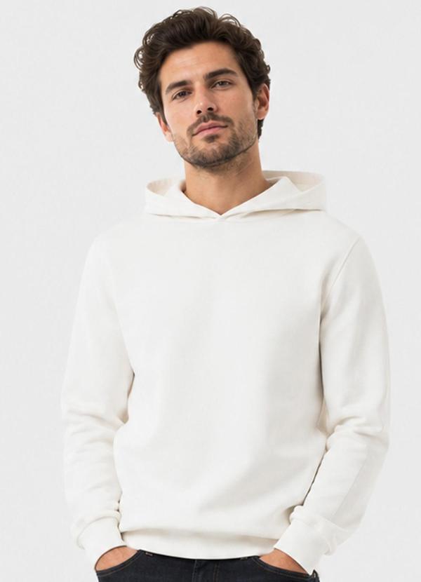 Blusão com Capuz em Moletom Masculino Branco