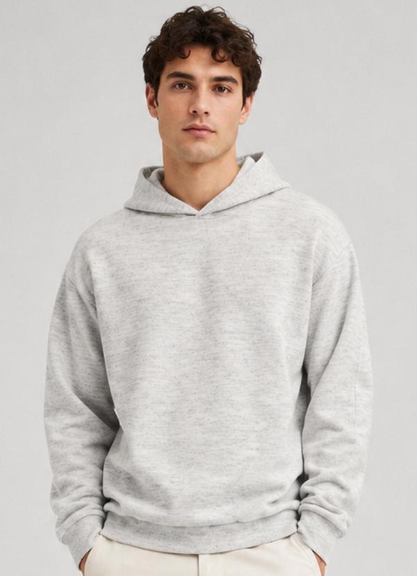 Blusão com Capuz em Moletom Masculino Cinza