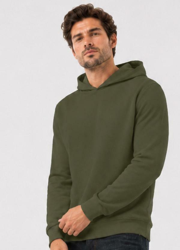 Blusão com Capuz em Moletom Masculino Verde