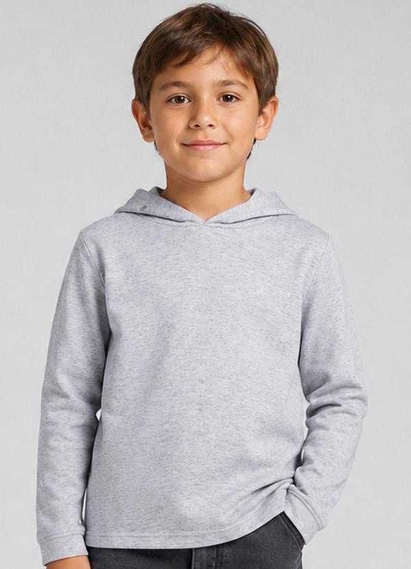 Blusão com Capuz Mol. Penteado Masculino Cinza