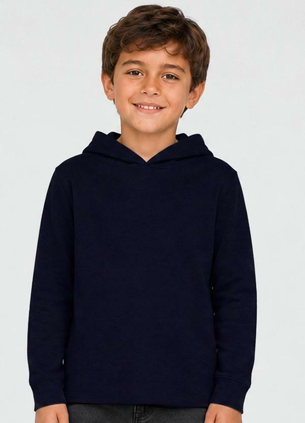 Blusão com Capuz Moleton Penteado Masculino Azul
