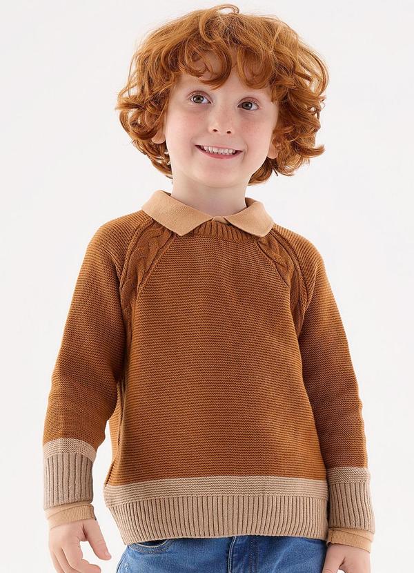 Blusão em Tricô Infantil Menino Marrom