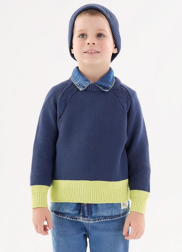 Blusão em Tricô Infantil para Menino Azul