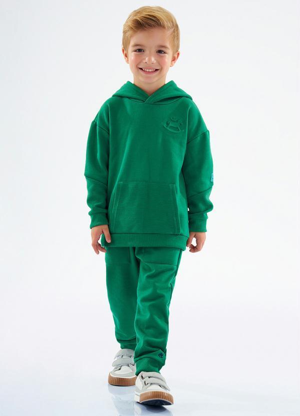 Blusão Infantil em Moletom e Gorgurão Verde