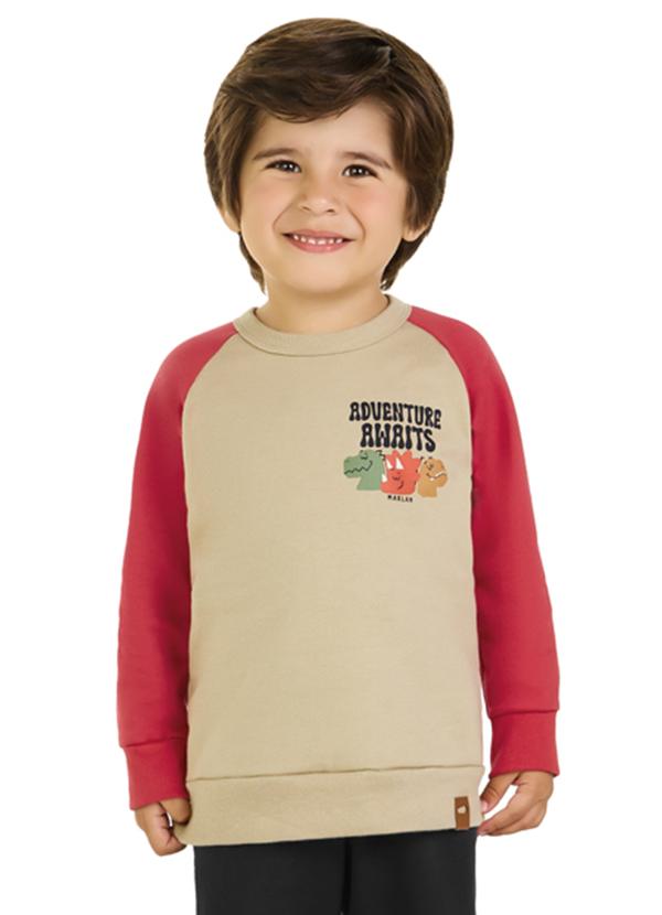 Blusão Infantil Menino em Moletom Felpado Bege