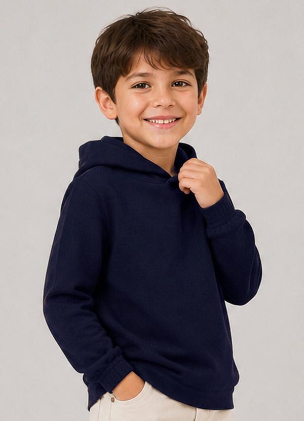 Blusão Masculino Infantil Moletom Peluciado Azul