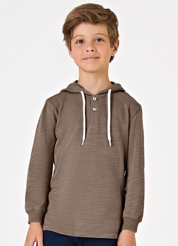 Camiseta com Capuz Masculina Flamé Marrom