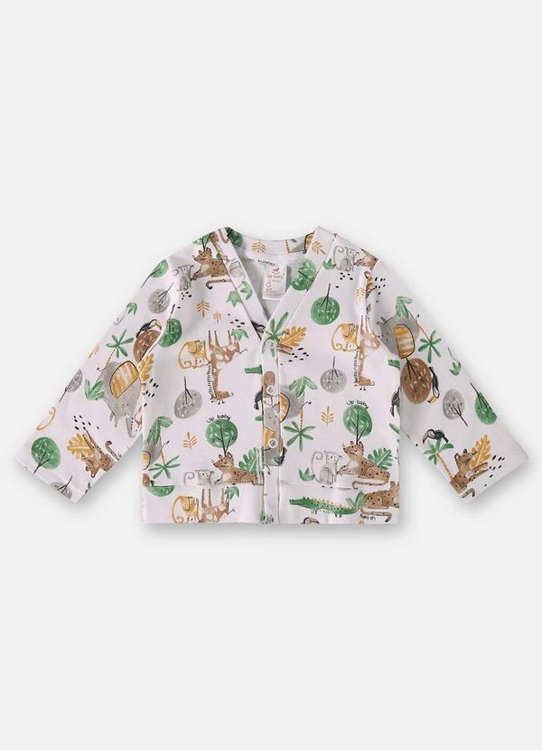 Vista 2 Cardigan em Suedine Bebê Menino Branco Up Baby Up Baby