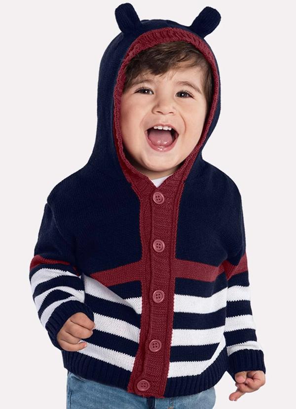 Casaco com Orelhinhas Infantil Menino Azul