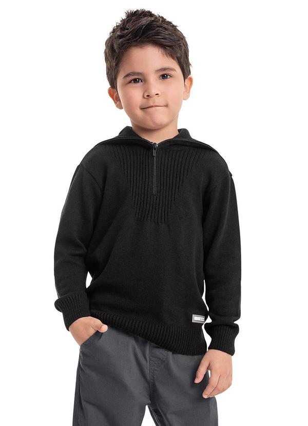 Vista 2 Casaco em Tricô Infantil Menino Preto Quimby Quimby