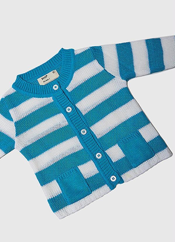 Tricot Bebê Listrado Azul
