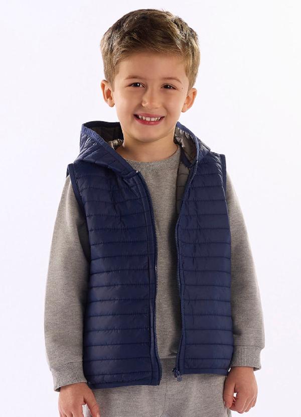 Colete Infantil Puffa Dupla Face Azul