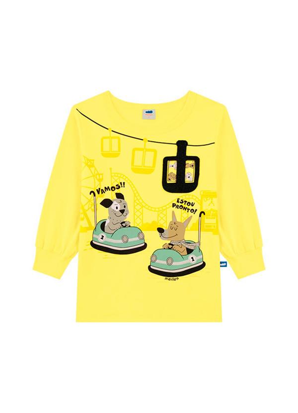 Camiseta em Meia Malha Penteada Amarelo