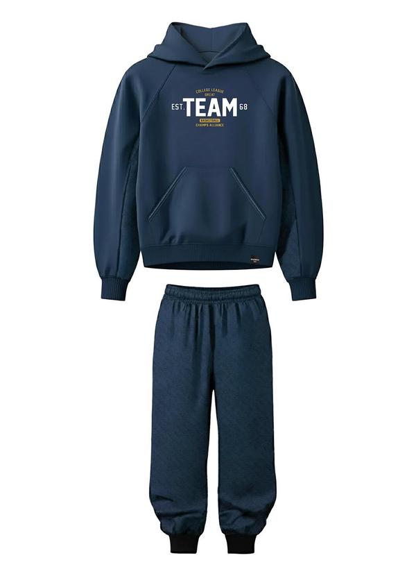 Conjunto Basketball Team em Moletom Azul Marinho