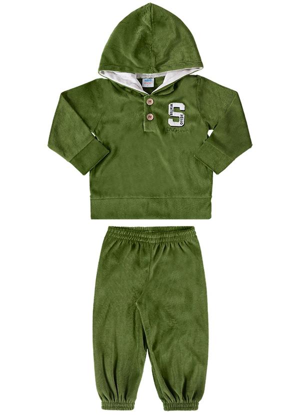 Conjunto Bebê Blusão e Calça Plush S Baby Verde
