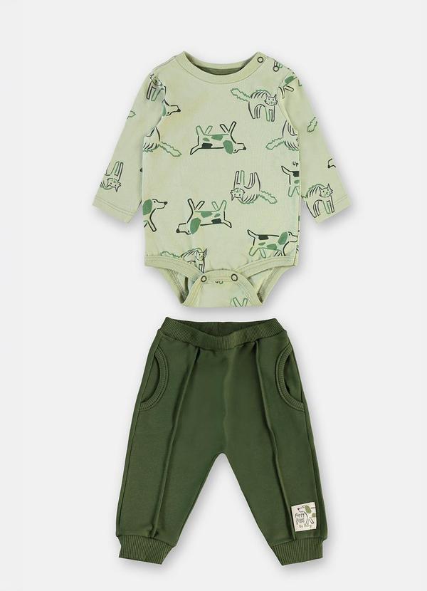 Conjunto Bebê Body Estampado Verde