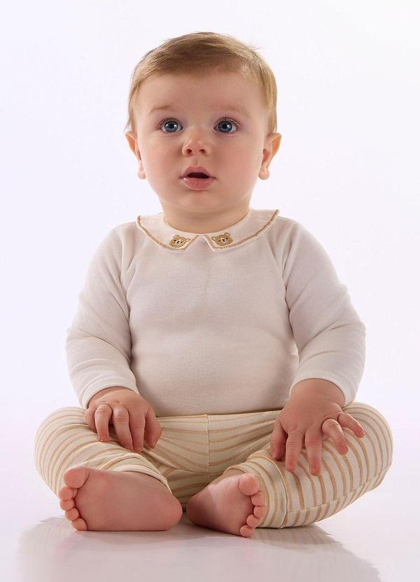 Conjunto Bebê Body Listrado Branco
