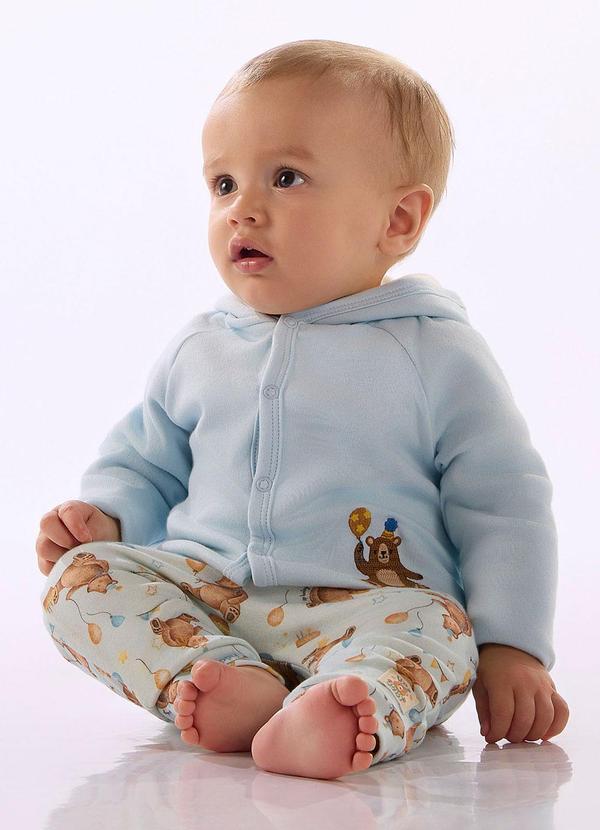 Conjunto Bebê Cardigan Calça Azul