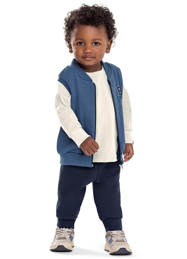Conjunto Bebê Colete Moletom Botonê Azul