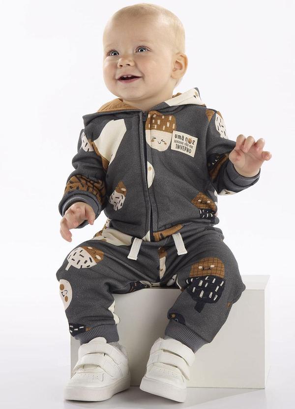 Conjunto Bebê com Jaqueta e Calça Cinza
