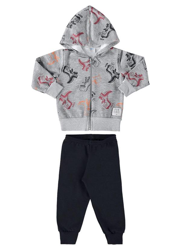 Conjunto Bebê Jaqueta e Calça Dino Baby Cinza