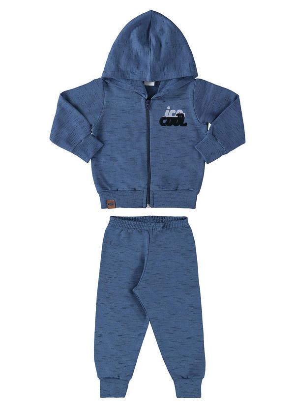 Conjunto Bebê Jaqueta e Calça Moletom Jet Azul