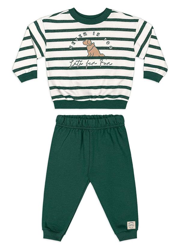 Conjunto Bebê Menino Blusão Listrado Verde