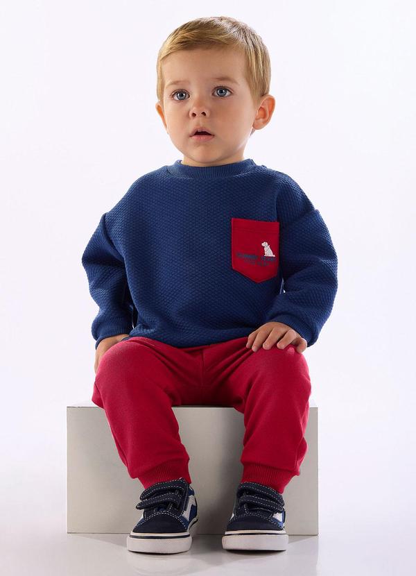 Conjunto Bebê Menino Blusão Matelassê Azul