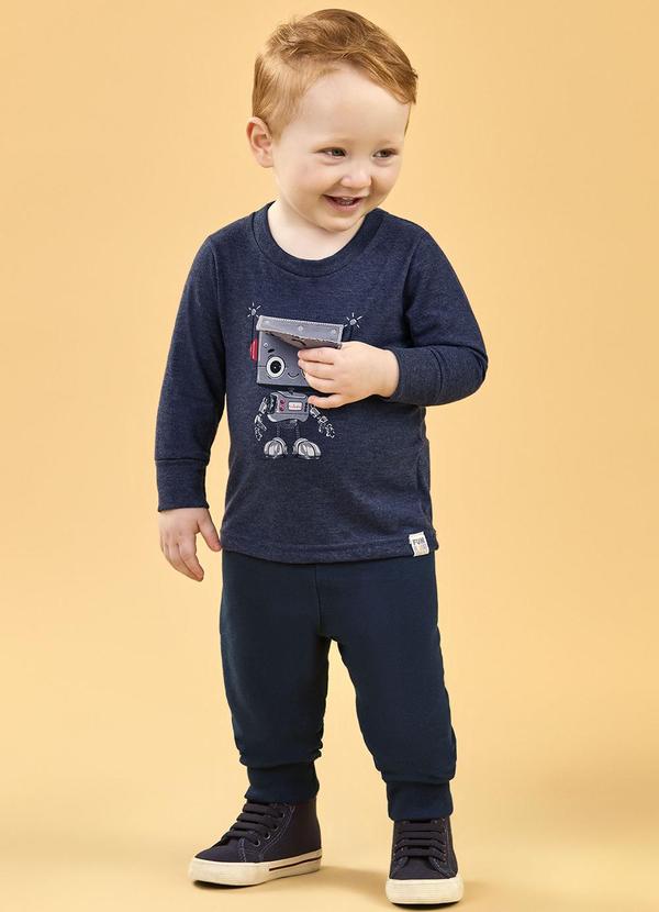Conjunto Bebê Menino Camiseta Interativa Azul