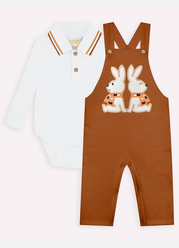Vista 2 Conjunto Bebê Menino Coelhinho Marrom Milon Milon