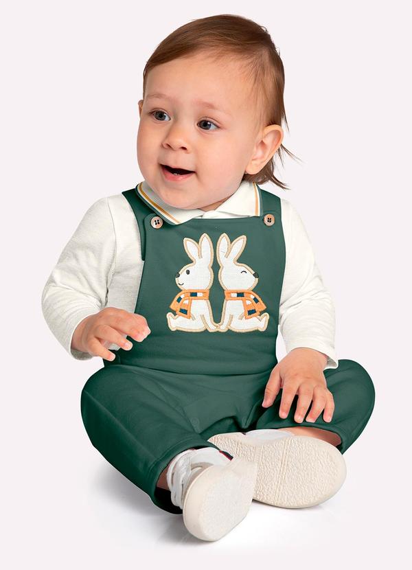 Vista 2 Conjunto Bebê Menino Coelhinho Verde Milon Milon