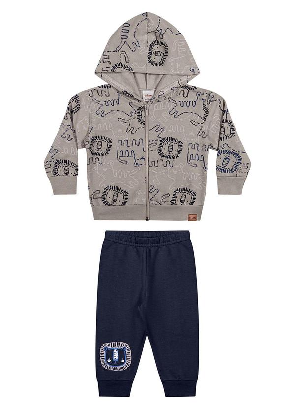 Conjunto Bebê Menino com Capuz Animais Cinza