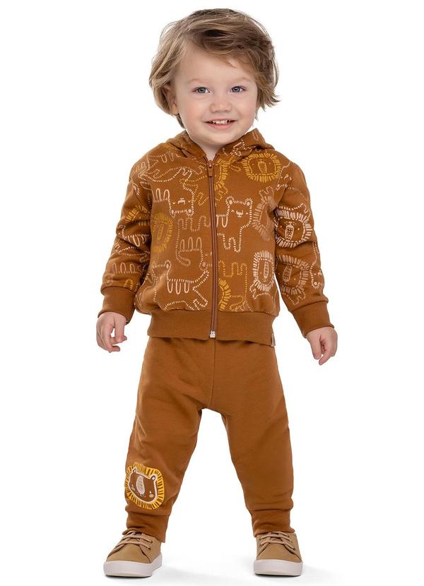Conjunto Bebê Menino com Capuz Animais Marrom