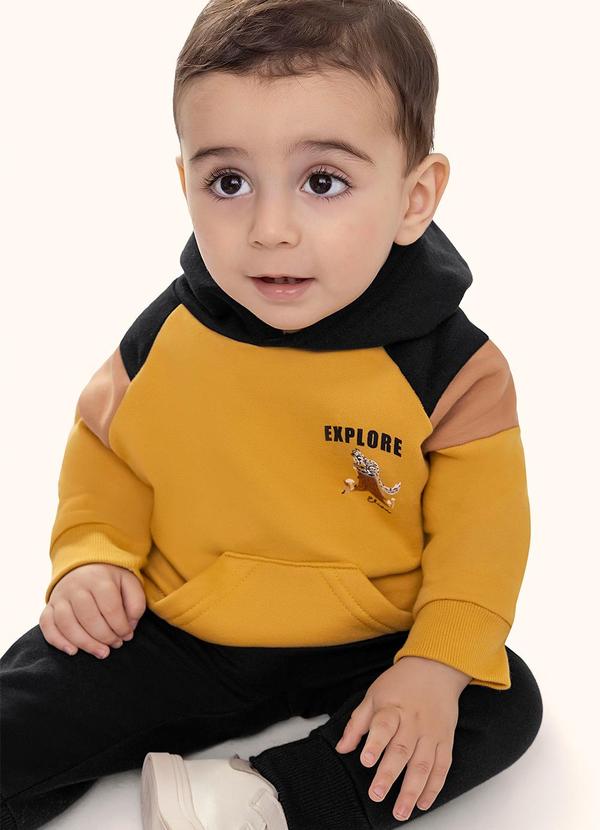 Conjunto Bebê Menino com Capuz Explore Amarelo