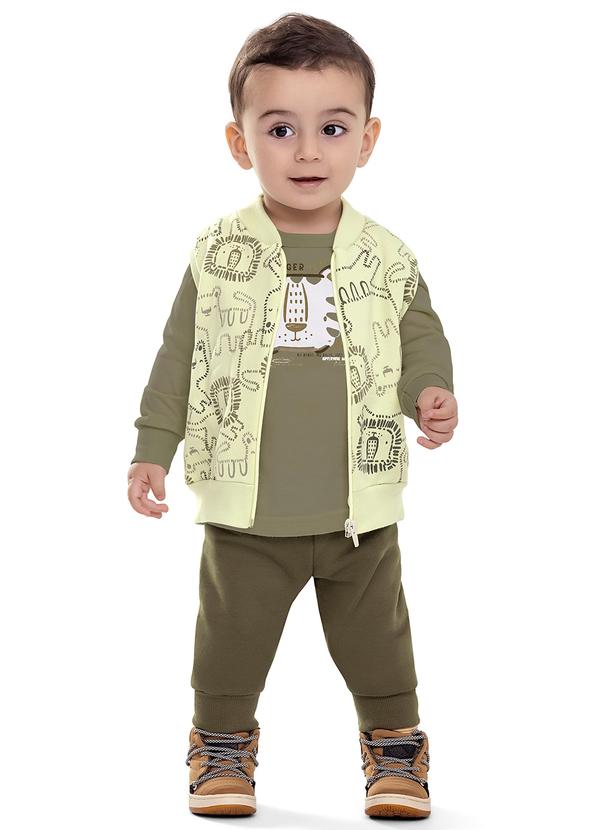 Conjunto Bebê Menino com Colete Animais Verde