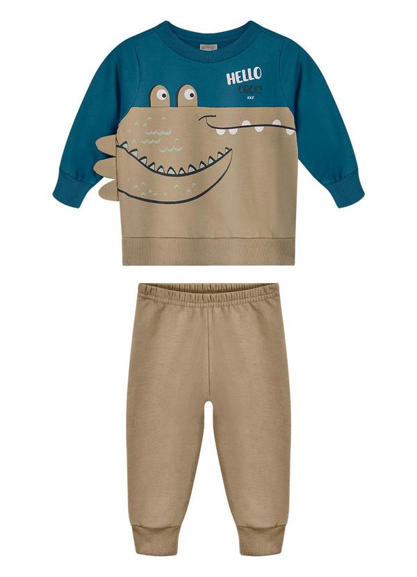 Conjunto Bebê Menino em Moletom Bege